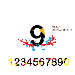 9 Year Anniversary Vector Template Design Illustration