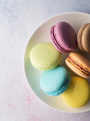 colorful macaroons on the plate