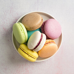 colorful macaroons on the plate