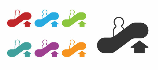 Black Escalator up icon isolated on white background. Set icons colorful. Vector