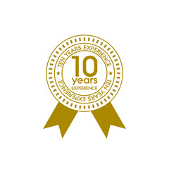 10 ten years experience badge icon isolated on white background