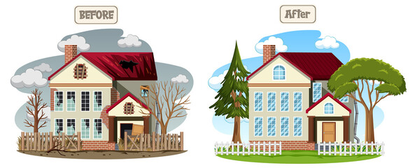 House before and after renovation