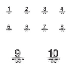 set Year Anniversary Set Vector Template Design Illustration
