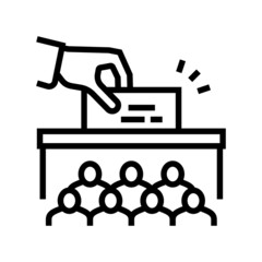 voting vote box politics choice election line icon vector. voting vote box politics choice election sign. isolated contour symbol black illustration