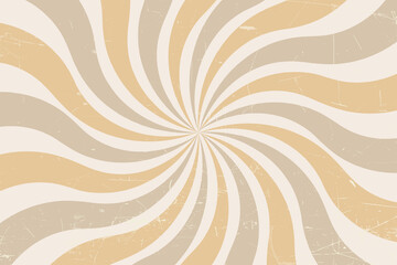 Fototapeta na wymiar Grunge retro spiral background in pastel colors. Abstract twisted retro background with color rays. Beige Vintage background.