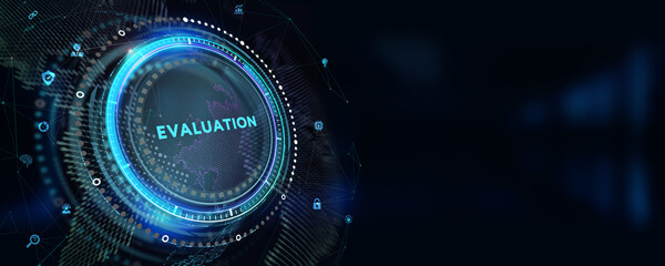 Evaluation Performance quality assessment business technology internet concept.3d illustration