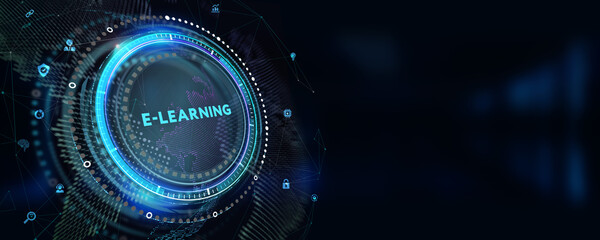 Business, Technology,Internet and network concept. E-learning Education Internet Technology Webinar Online Courses concept. 3d illustration