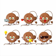 Firecracker ball cartoon character with various types of business emoticons