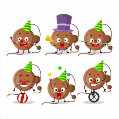 Cartoon character of firecracker ball with various circus shows