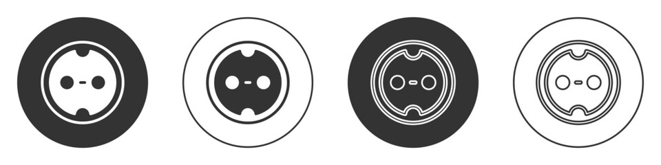 Black Electrical outlet icon isolated on white background. Power socket. Rosette symbol. Circle button. Vector