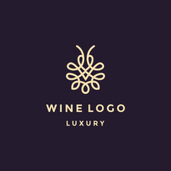 Fototapeta na wymiar Wine line icon. Wine Grape outline logo vector. emblem design