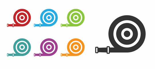 Black Fire hose reel icon isolated on white background. Set icons colorful. Vector