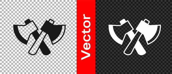 Black Wooden axe icon isolated on transparent background. Lumberjack axe. Vector