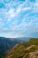 Fototapeta premium A beautiful dawn over the mountains in Tatev
