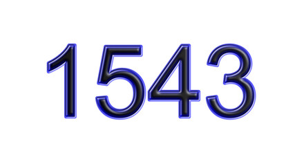 blue 1543 number 3d effect white background