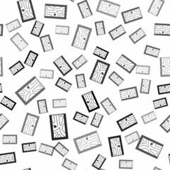 Black Closed door icon isolated seamless pattern on white background. Vector