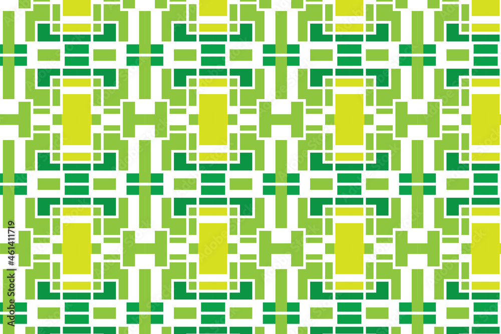 Poster letter h pattern combined with rectangle shape. multicolored green seamless pattern design template.