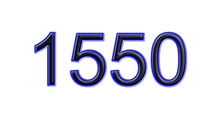 blue 1550 number 3d effect white background
