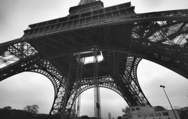 Base of Eiffel Tower with Monochrome