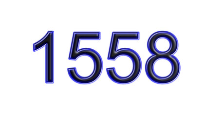 blue 1558 number 3d effect white background