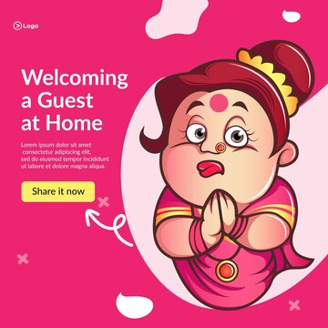 Banner Design Of Guest At Home  Template. 