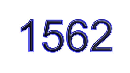 blue 1562 number 3d effect white background