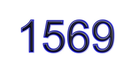 blue 1569 number 3d effect white background