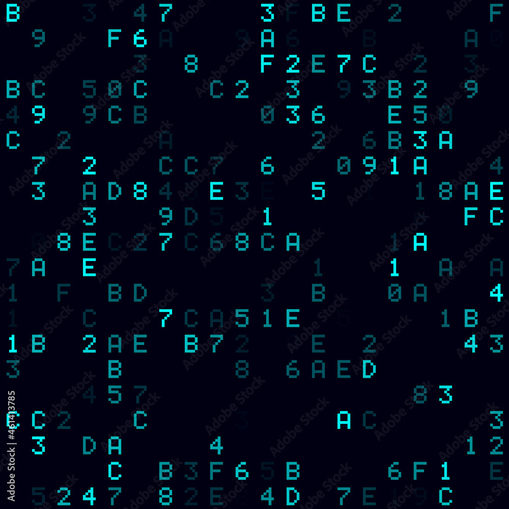 Aufkleber abstract matrix background with a cyan sparse hexadecimal design. a powerful vector illustration.