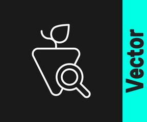 White line Grapes icon isolated on black background. Selection of grapes. Vector