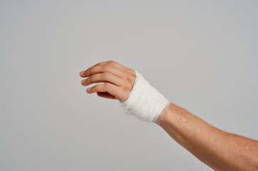 bandaged hand close-up injury medicine hospital