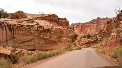Fototapeta na wymiar on the road Scenic Byway in Capitol Reef National Park in United States of America
