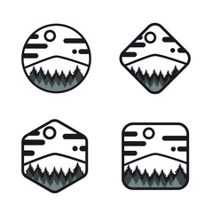 Set of Mountain outdoor logo template suitable for adventure brand