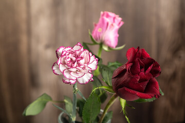 Beautiful roses and carnations