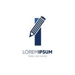 Letter I Pencil Logo Design Vector Icon Graphic Emblem Illustration Background Template