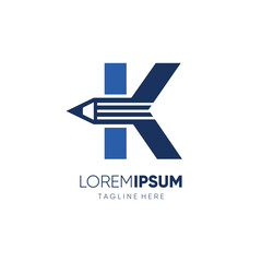 Letter K Pencil Logo Design Vector Icon Graphic Emblem Illustration Background Template