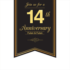 14 anniversary logotype template design for banner, poster, card vector illustrator