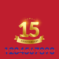 15 anniversary logotype template design for banner, poster, card vector illustrator