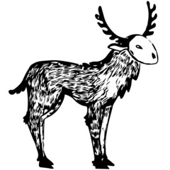 vector isolated illustration of a shamanic deer 