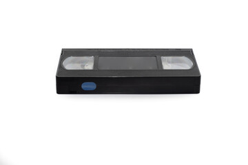 A VHS video cassette with logos/trademarks removed.Isolated on white background.Retro concept.