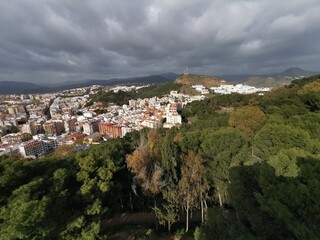 Fototapeta na wymiar High angle view of Malaga City from Gibralfaro Castle