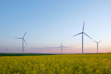 Wind turbine energy generator.  Gree energy power plant - obrazy, fototapety, plakaty