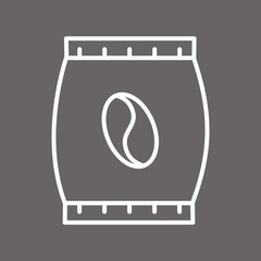 Coffee packaging thin line icon isolated on gray background. Trendy coffee packaging icon for web site, app, label, logo and restaurant menu. Modern icon for print materials, vector illustration