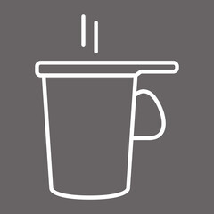 Coffee cup thin line icon isolated on gray background. Trendy coffee cup icon for web site, label, app, logo and restaurant menu. Modern icon for print materials, vector illustration