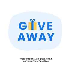 Giveaway typography text with gift box vector illustration social media poster template design