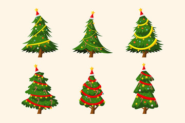 Set of Christmas Tree Illustration