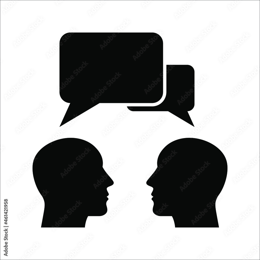 Wall mural chat, speak sign, talk icon communication concept on white background