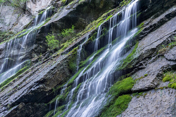 wimbachklamm in Bavaria, germany with waterfalls and moose rocks