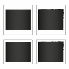 Black polaroid photo cards with a white border.Different size photo frame templates with stickers.
