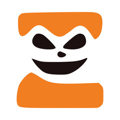 Letter z mad character, Halloween monster doodle clip art