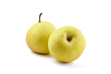 Ripe pear fruits isolated on white background
